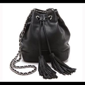 Rebecca Minkoff Black Leather Bucket Tassel Bag